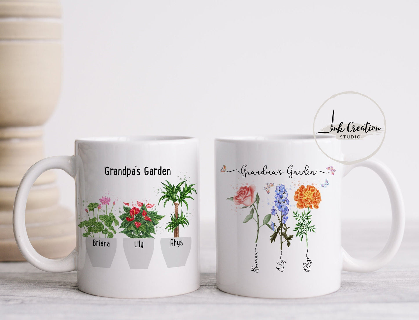 Grandma’s Garden Mug – Personalized Birth Flowers with Grandkids’ Names | Custom Gift for Grandma