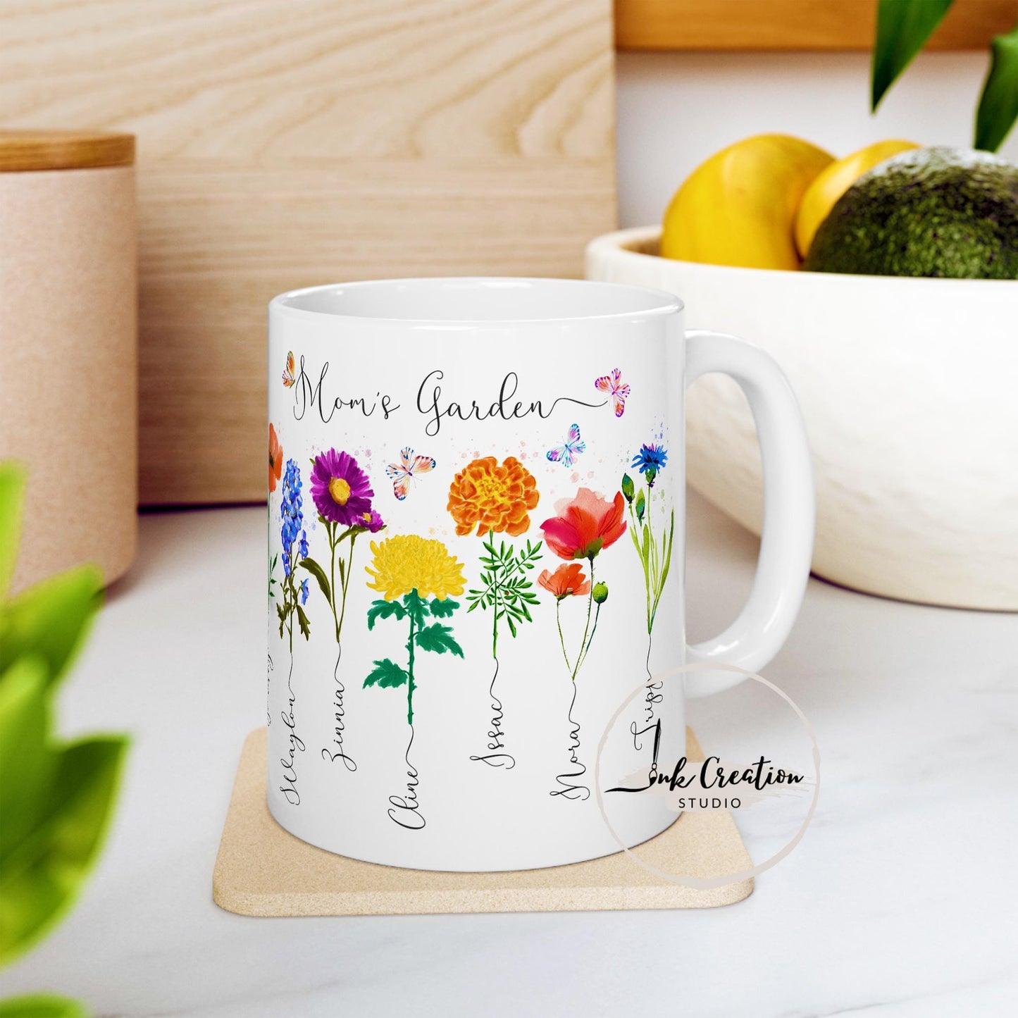 Grandma’s Garden Mug – Personalized Birth Flowers with Grandkids’ Names | Custom Gift for Grandma