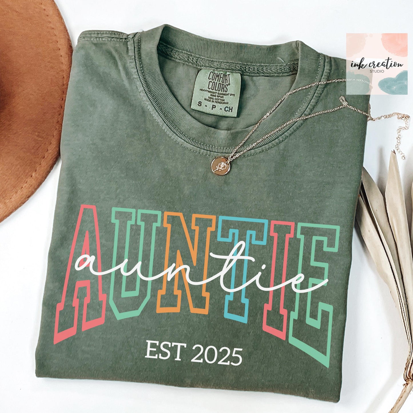 Custom Auntie Est 2025 Shirt – Personalized Aunt Gift, Comfort Colors Tee, New Aunt Pregnancy Announcement Shirt, Aunt Established T-Shirt