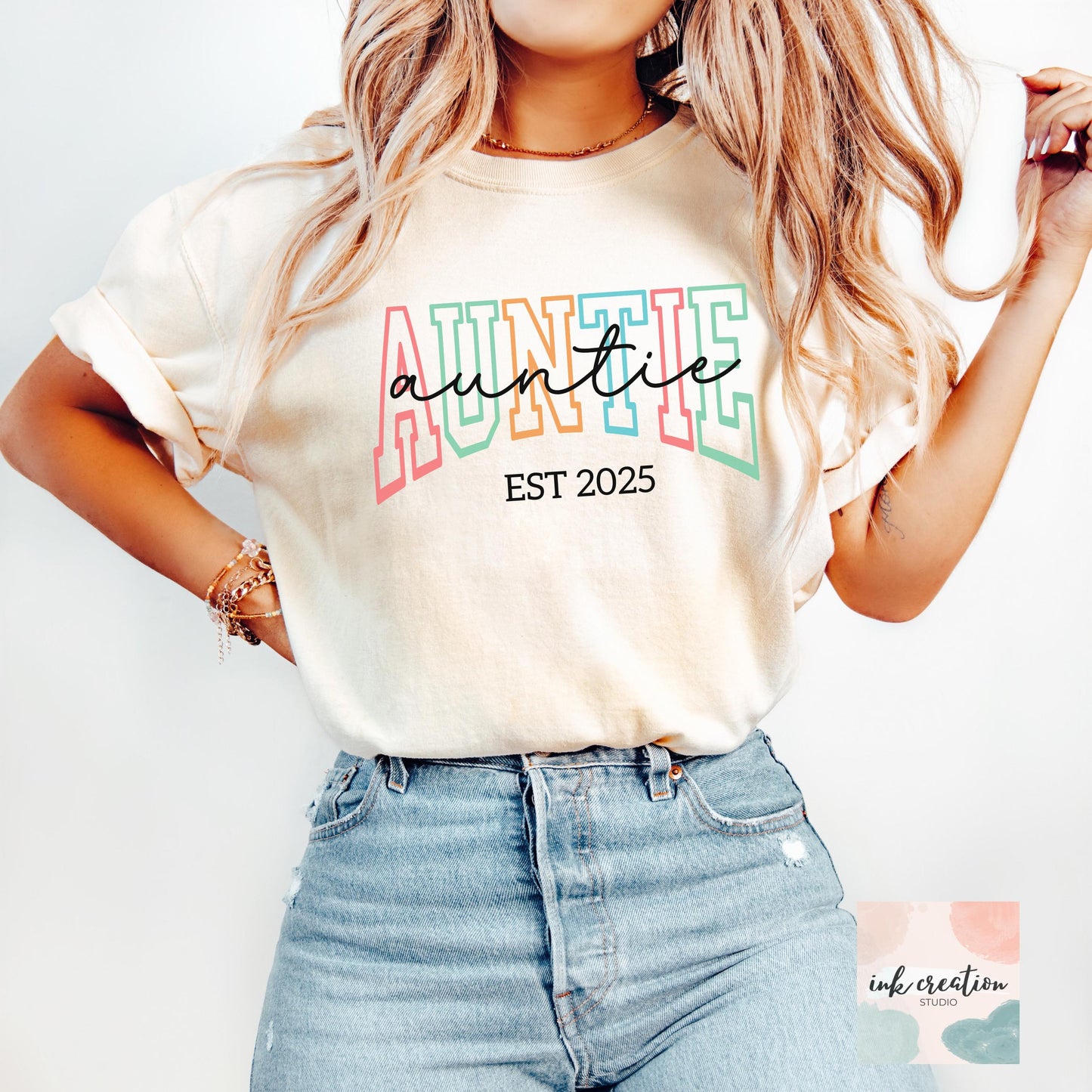Custom Auntie Est 2025 Shirt – Personalized Aunt Gift, Comfort Colors Tee, New Aunt Pregnancy Announcement Shirt, Aunt Established T-Shirt