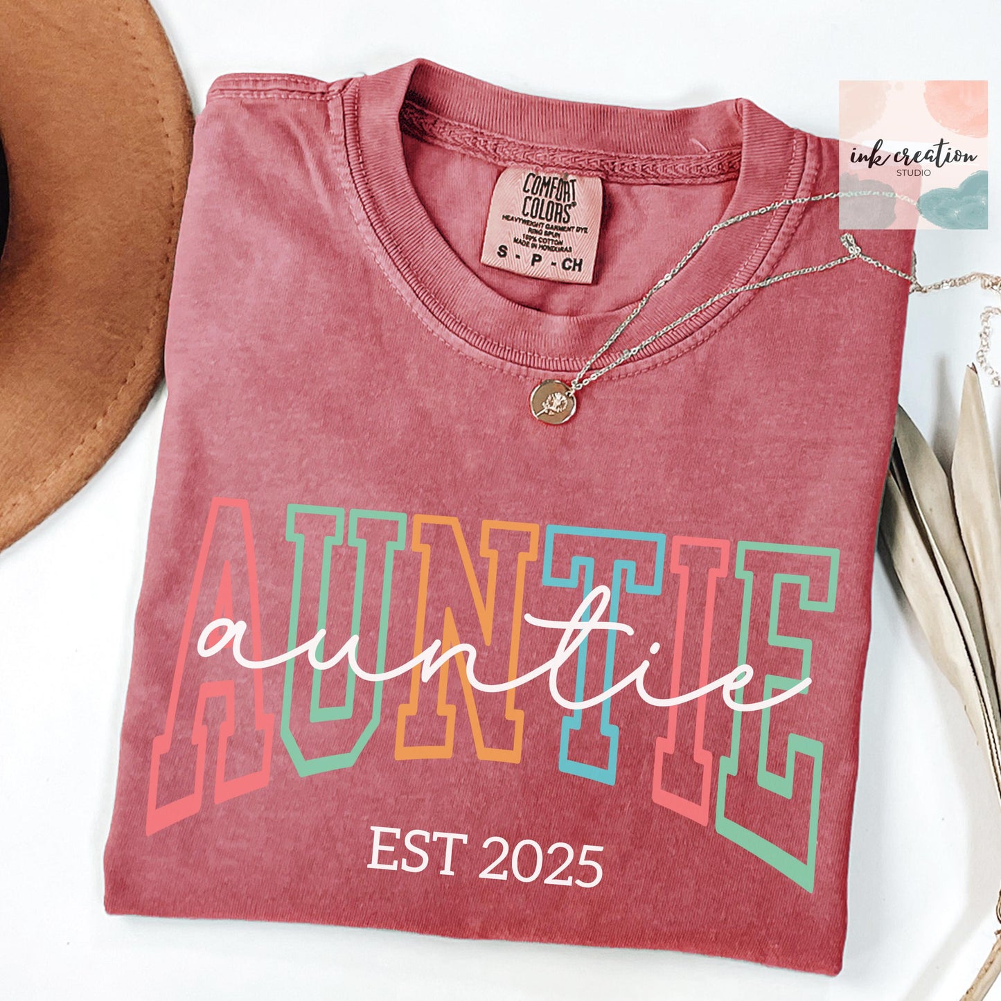 Custom Auntie Est 2025 Shirt – Personalized Aunt Gift, Comfort Colors Tee, New Aunt Pregnancy Announcement Shirt, Aunt Established T-Shirt
