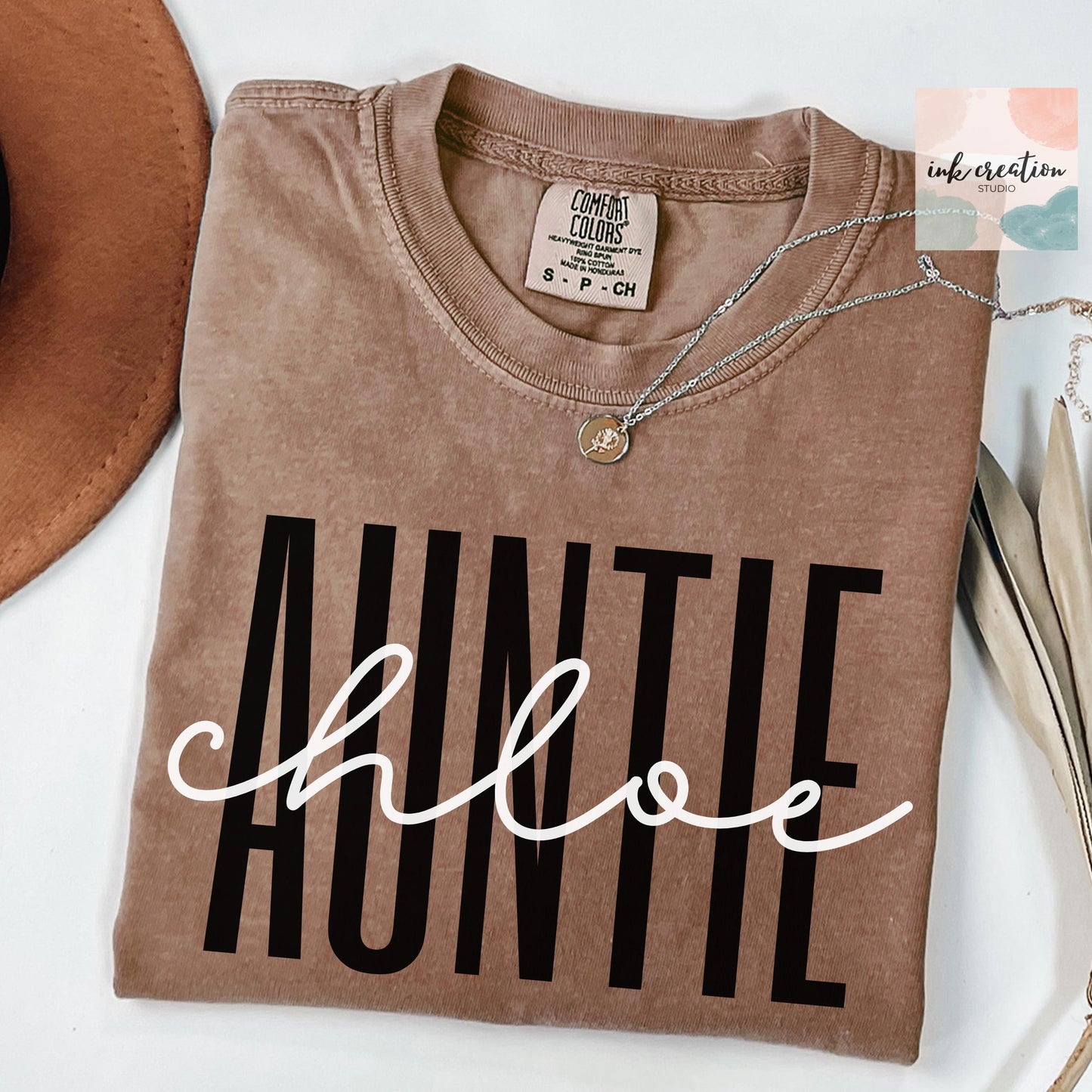 Personalized Auntie Shirt | Custom Name Comfort Colors Tee, New Aunt Gift & Pregnancy Announcement Shirt