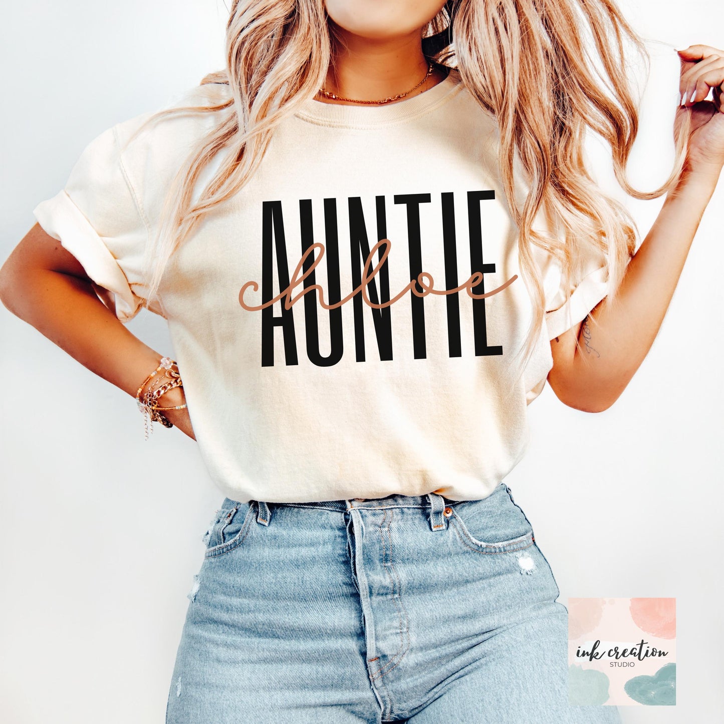 Personalized Auntie Shirt | Custom Name Comfort Colors Tee, New Aunt Gift & Pregnancy Announcement Shirt