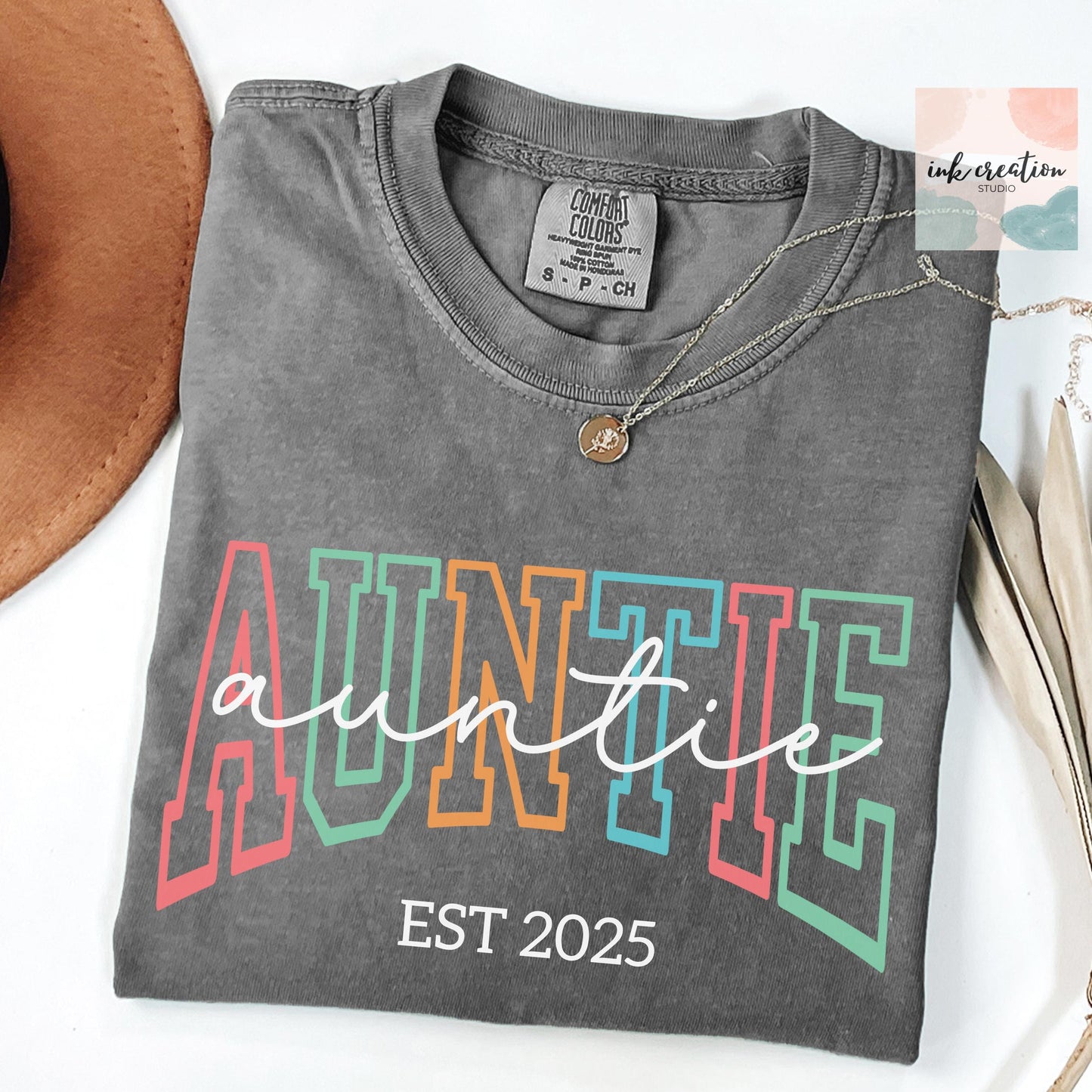 Custom Auntie Est 2025 Shirt – Personalized Aunt Gift, Comfort Colors Tee, New Aunt Pregnancy Announcement Shirt, Aunt Established T-Shirt