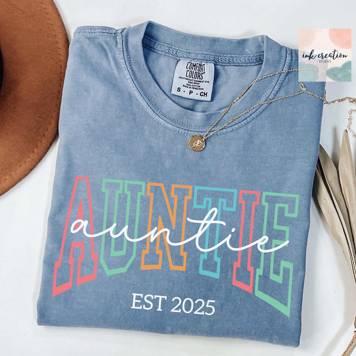 Custom Auntie Est 2025 Shirt – Personalized Aunt Gift, Comfort Colors Tee, New Aunt Pregnancy Announcement Shirt, Aunt Established T-Shirt