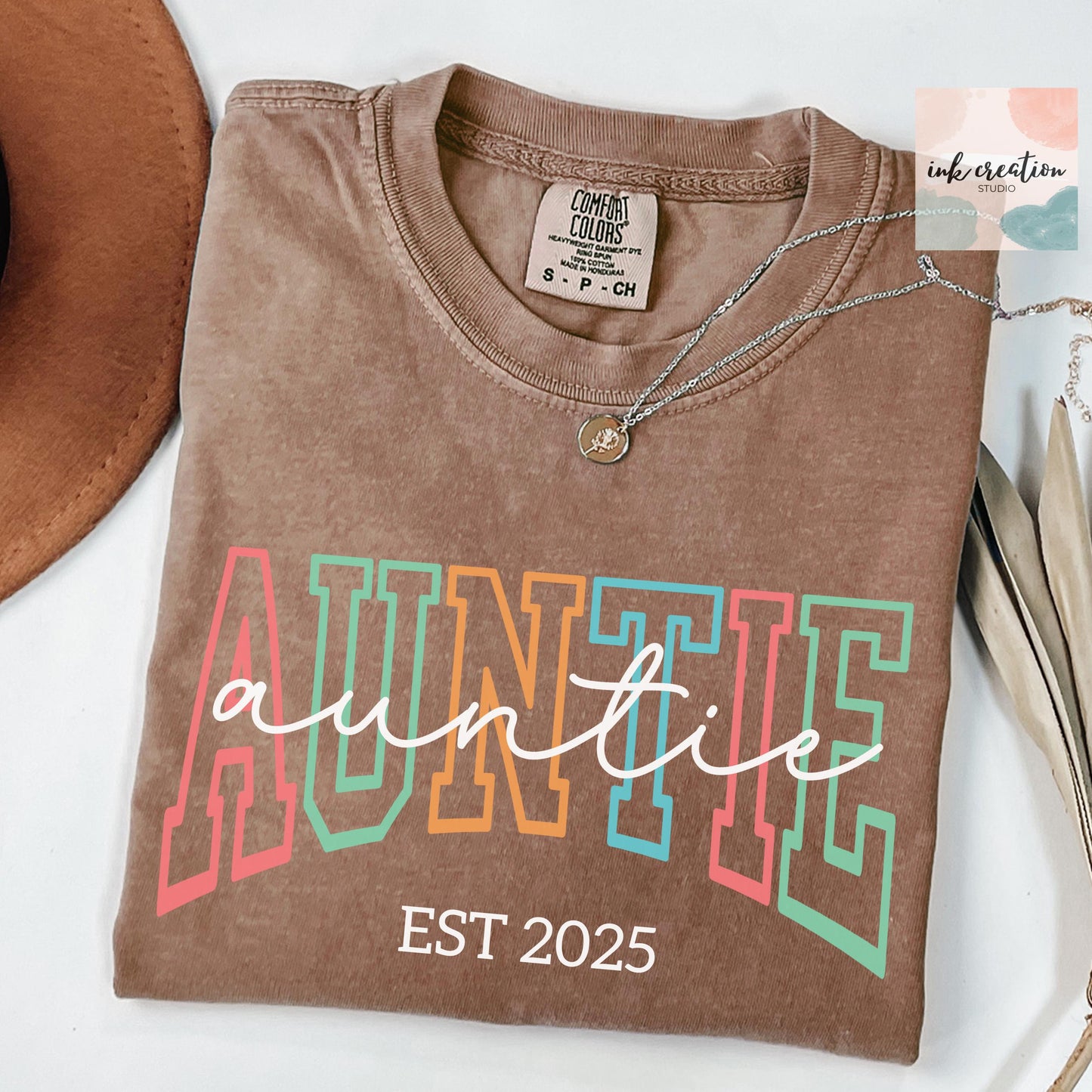 Custom Auntie Est 2025 Shirt – Personalized Aunt Gift, Comfort Colors Tee, New Aunt Pregnancy Announcement Shirt, Aunt Established T-Shirt