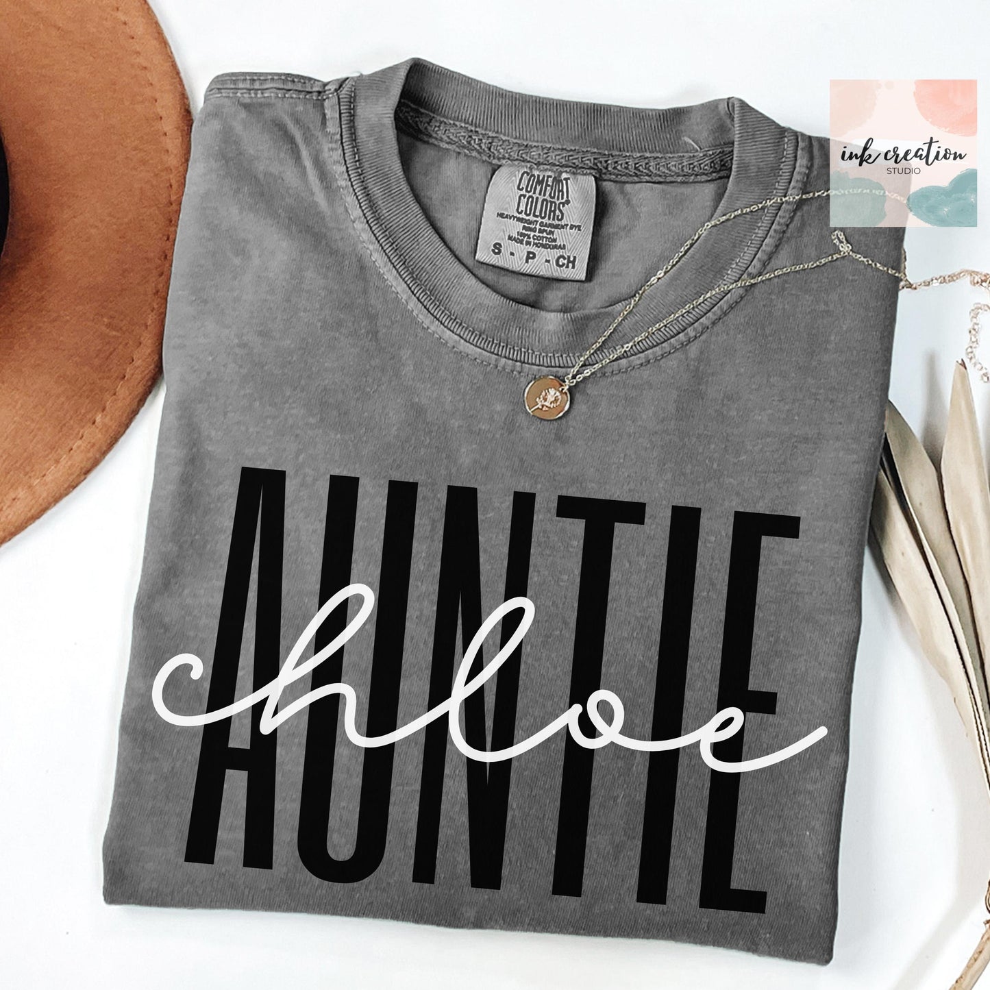 Personalized Auntie Shirt | Custom Name Comfort Colors Tee, New Aunt Gift & Pregnancy Announcement Shirt