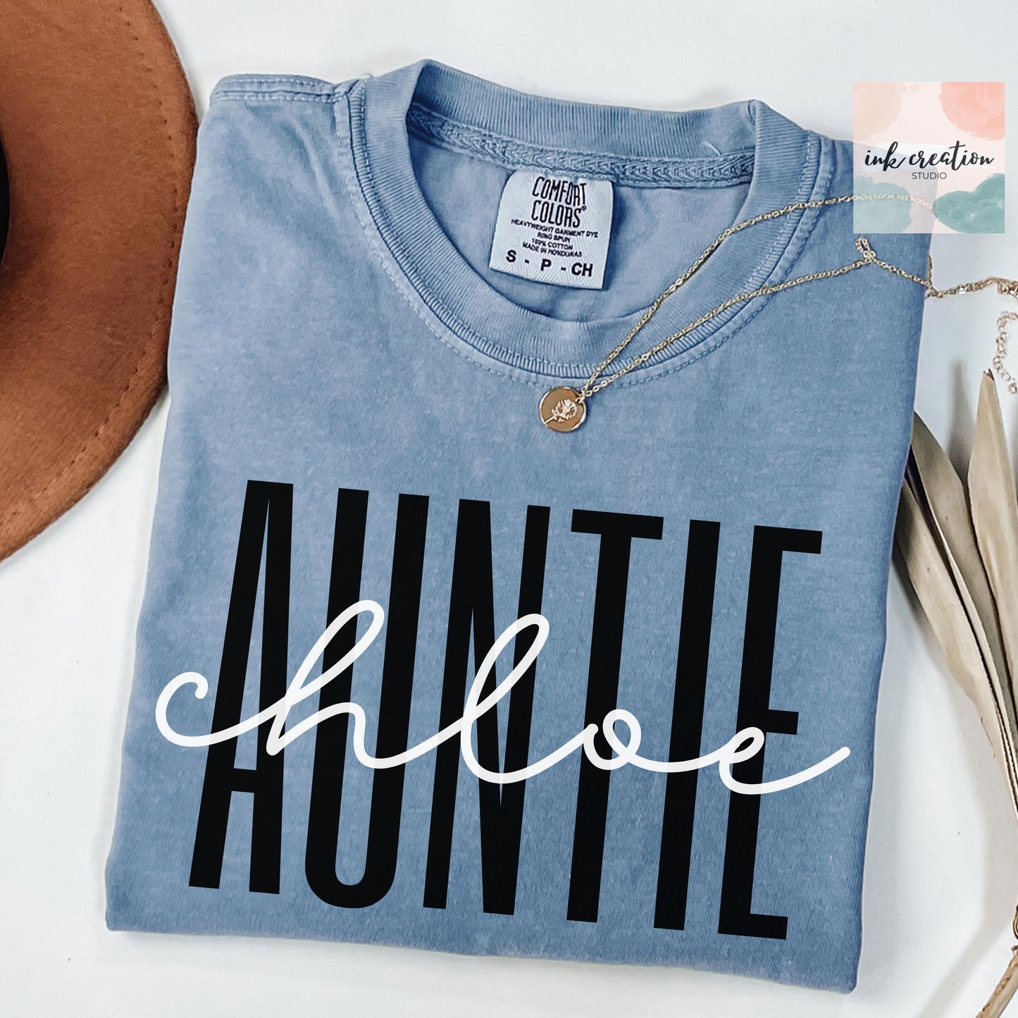 Personalized Auntie Shirt | Custom Name Comfort Colors Tee, New Aunt Gift & Pregnancy Announcement Shirt