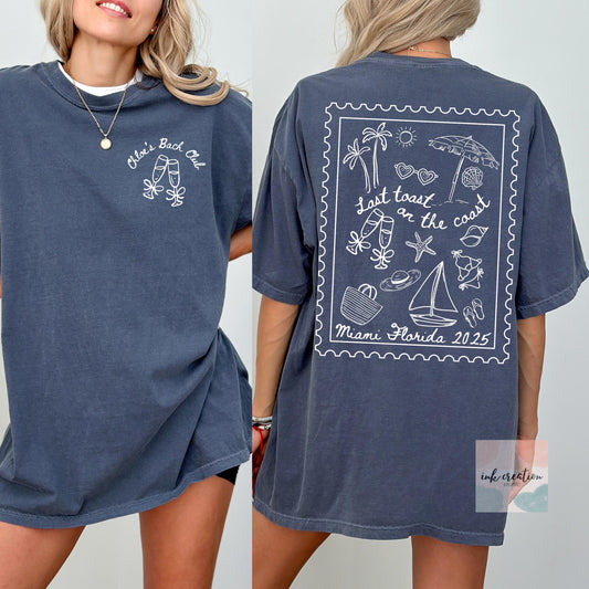 Last Toast on the Coast Bachelorette Shirt | Personalized Bride & Bridesmaid Beach Trip Tee, Comfort Colors
