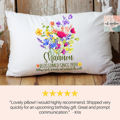 80th Birthday Pillow | Personalized Wildflower Gift for Her