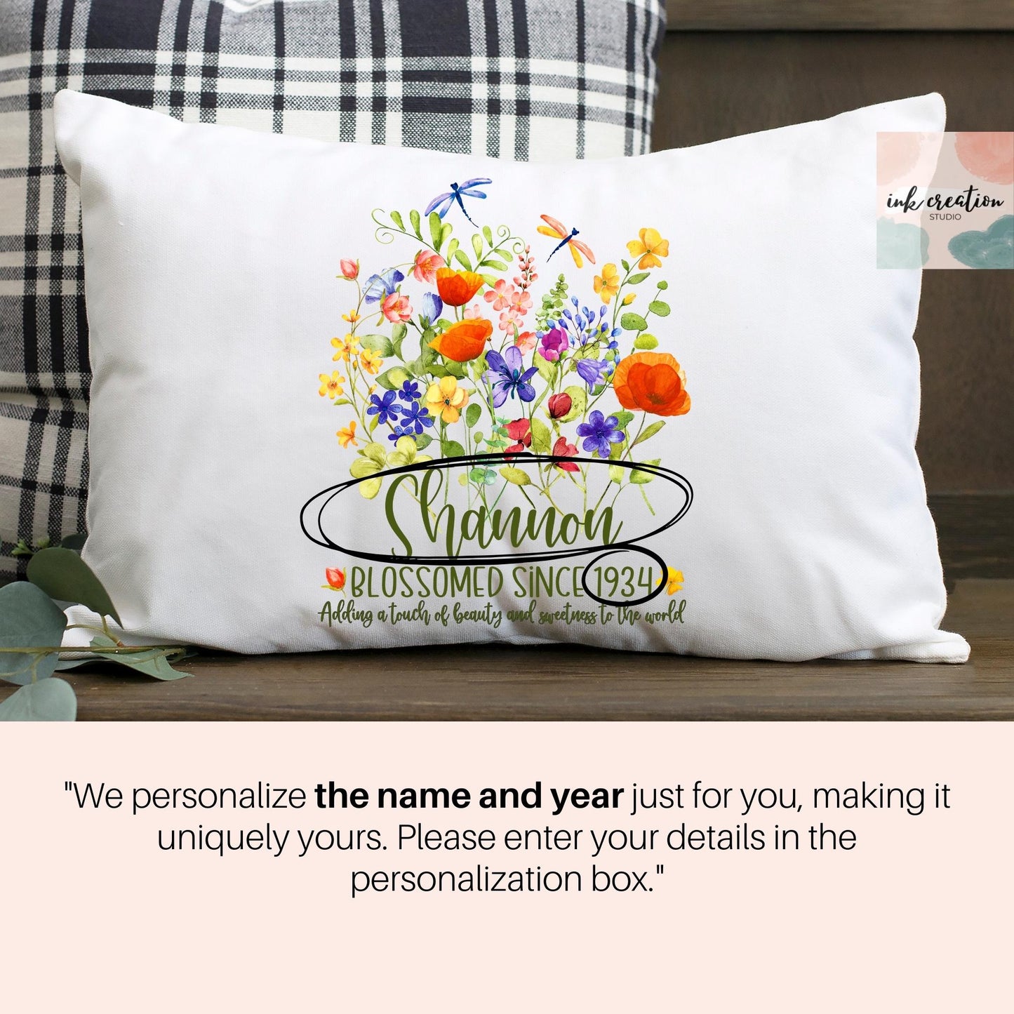 80th Birthday Pillow | Personalized Wildflower Gift for Her