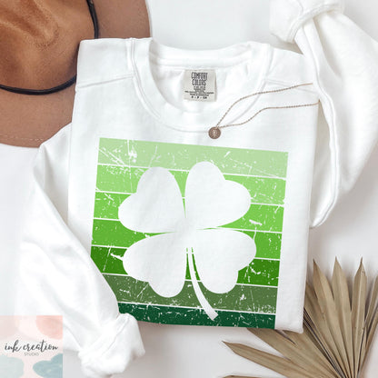 Retro Shamrock Sweatshirt – St. Patrick's Day Comfort Colors Crewneck | Irish Pride Gift, Vintage St Paddy's Day Shirt, Unisex Lucky Clover Sweater