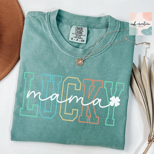Lucky Mama Shirt | St. Patrick's Day Comfort Colors Tee for Mom