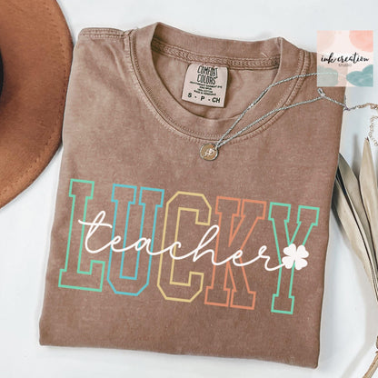 Lucky Teacher St Patrick's Day Shirt | Comfort Colors Irish Shamrock Tee for Teachers