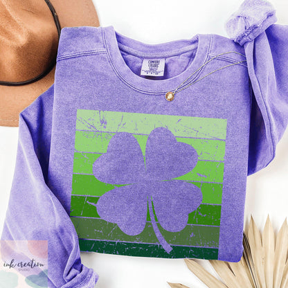 Retro Shamrock Sweatshirt – St. Patrick's Day Comfort Colors Crewneck | Irish Pride Gift, Vintage St Paddy's Day Shirt, Unisex Lucky Clover Sweater