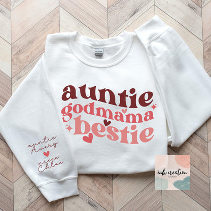 Custom Auntie Godmother Bestie Sweatshirt Personalized