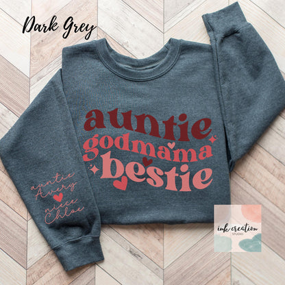 Custom Auntie Godmother Bestie Sweatshirt Personalized