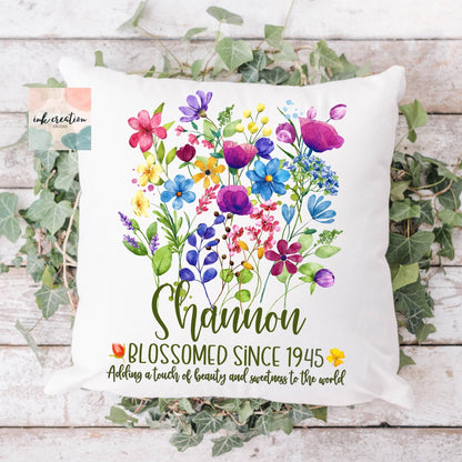 80th Birthday Pillow | Personalized Wildflower Gift for Her