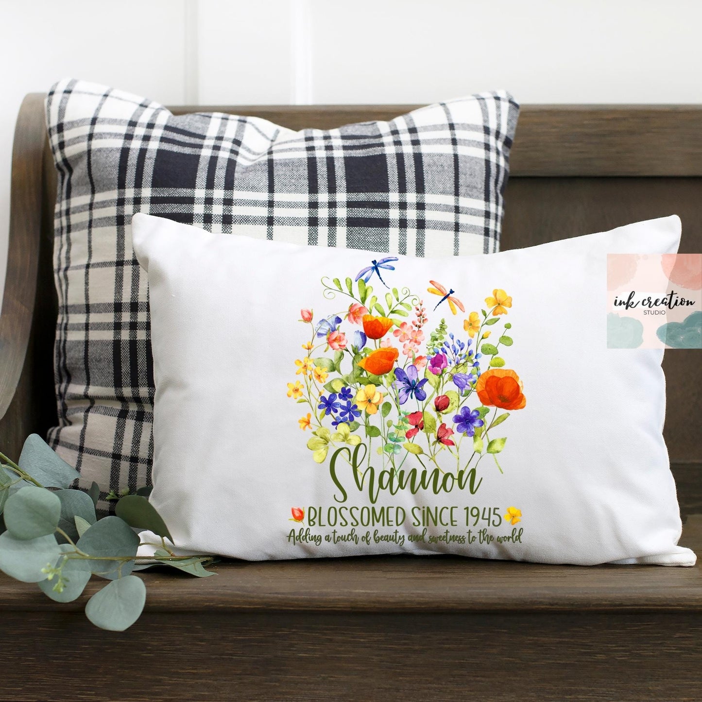 80th Birthday Pillow | Personalized Wildflower Gift for Her