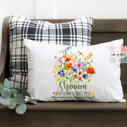 80th Birthday Pillow | Personalized Wildflower Gift for Her