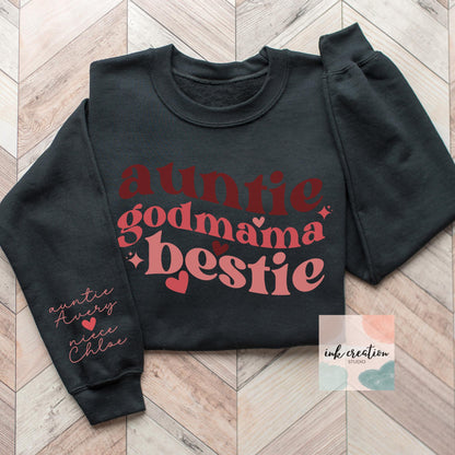 Custom Auntie Godmother Bestie Sweatshirt Personalized