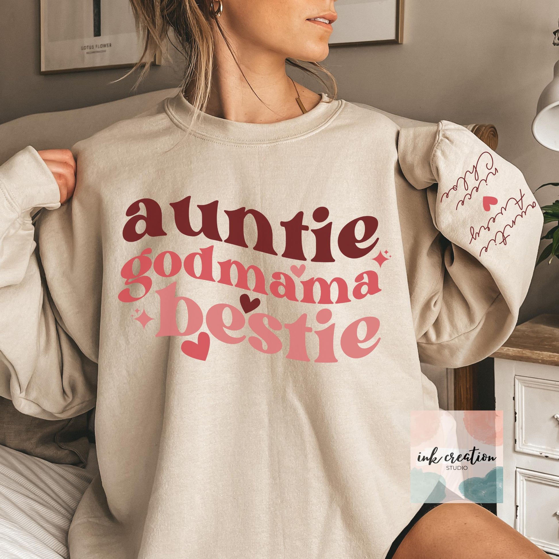 Custom Auntie Godmother Bestie Sweatshirt Personalized