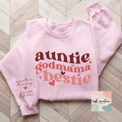 Custom Auntie Godmother Bestie Sweatshirt Personalized
