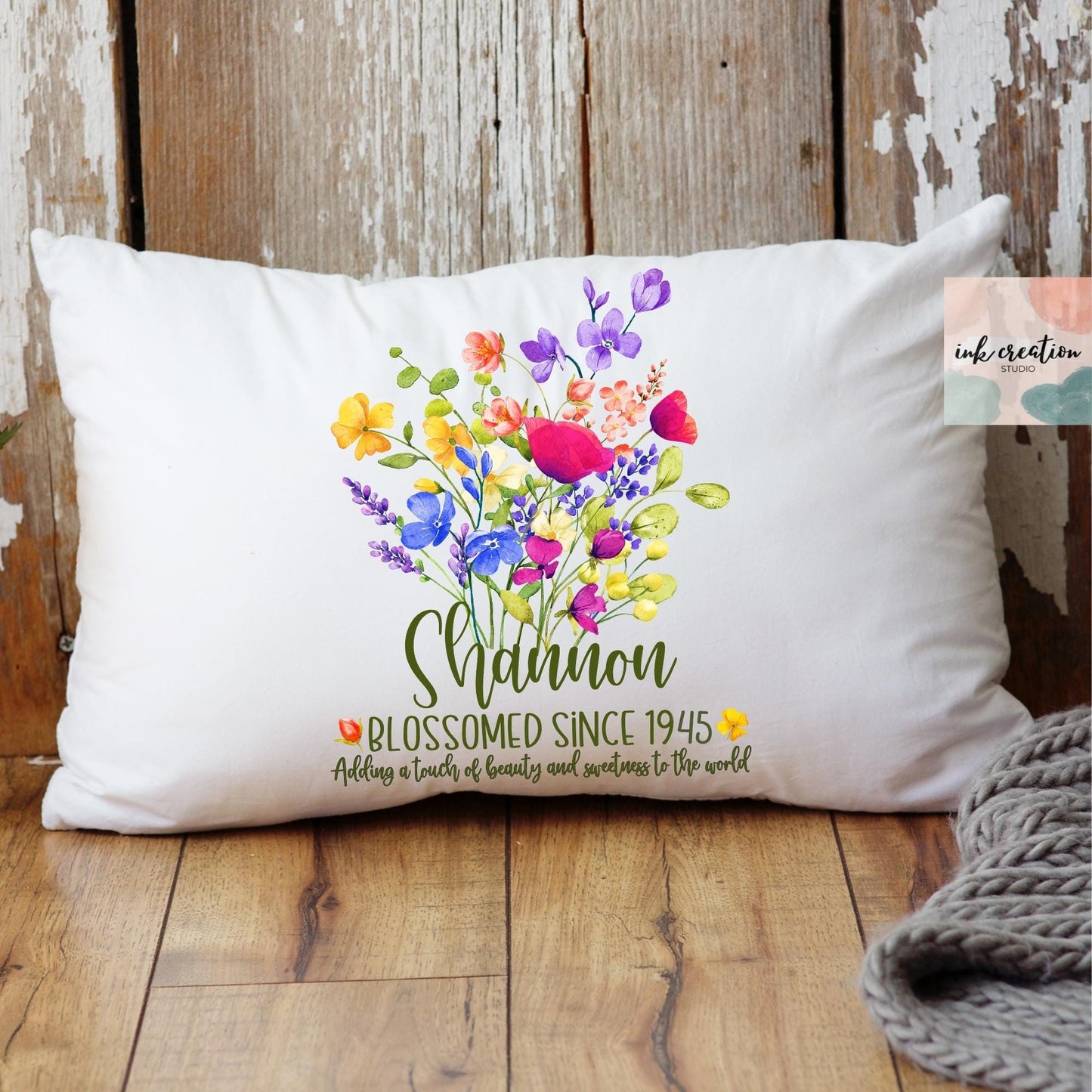 80th Birthday Pillow | Personalized Wildflower Gift for Her
