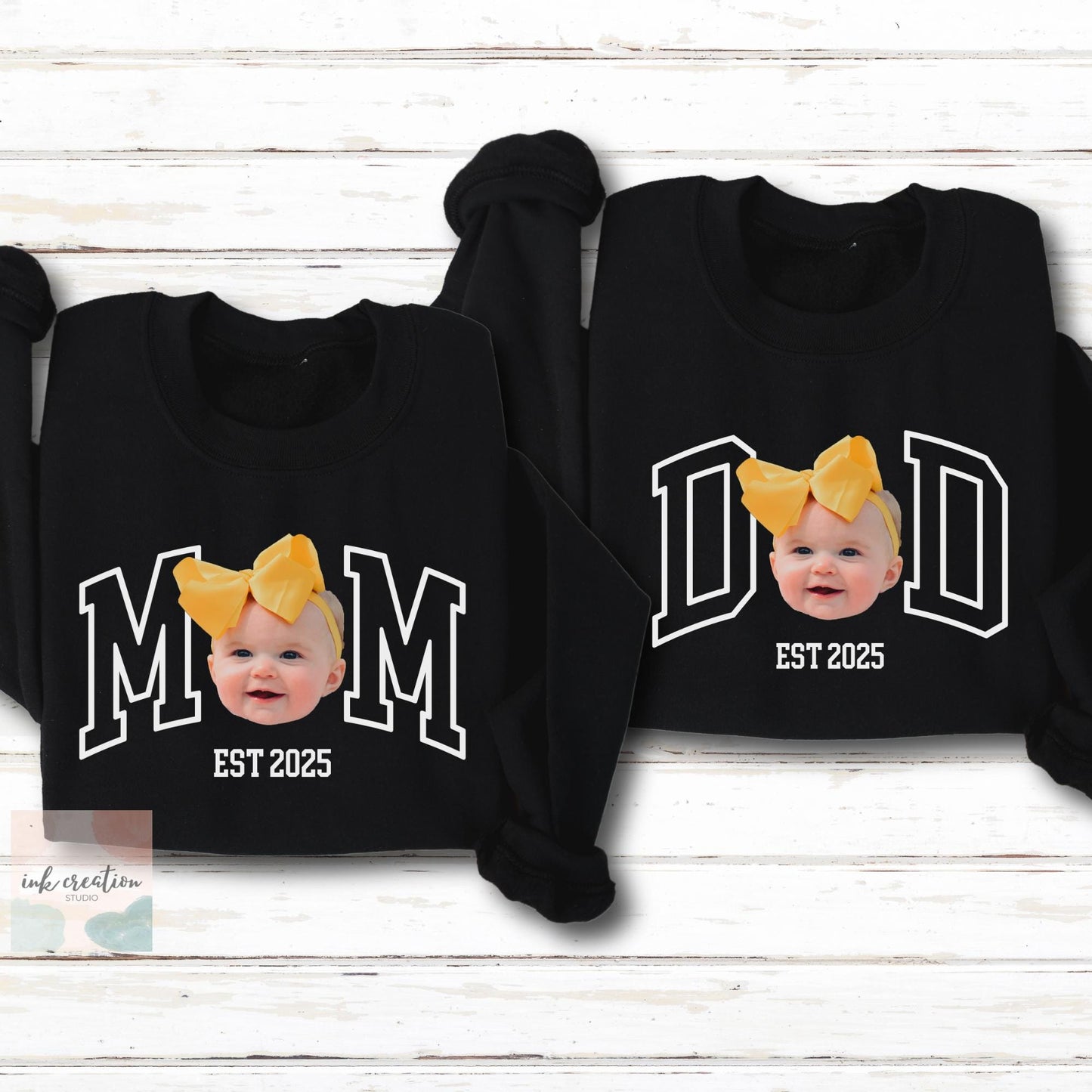 Custom Mom and Dad Sweatshirt Baby Face