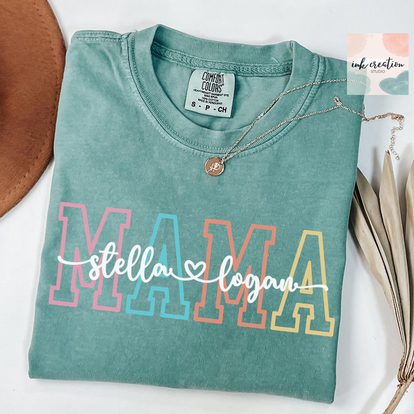 Comfort Colors Custom Mama Shirt with Kids Names | Personalized Mom Shirt | Mother's Day Gift