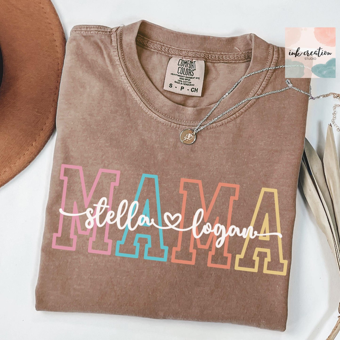 Comfort Colors Custom Mama Shirt with Kids Names | Personalized Mom Shirt | Mother's Day Gift
