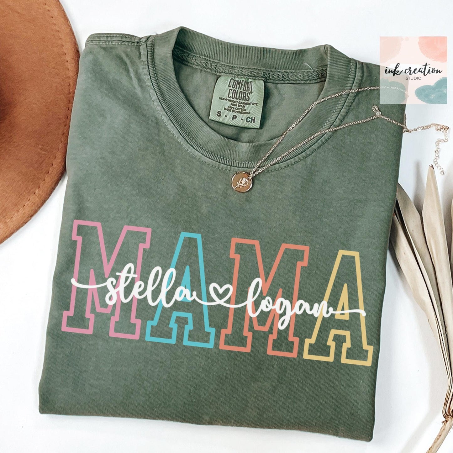 Comfort Colors Custom Mama Shirt with Kids Names | Personalized Mom Shirt | Mother's Day Gift