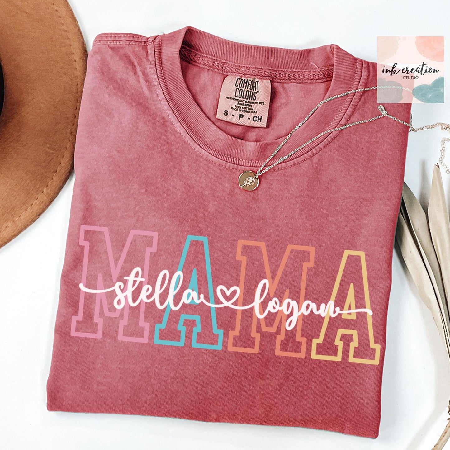 Comfort Colors Custom Mama Shirt with Kids Names | Personalized Mom Shirt | Mother's Day Gift