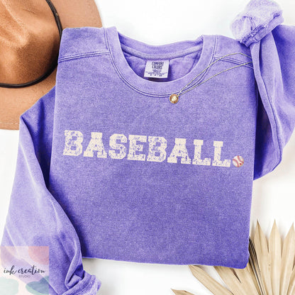 Baseball Season Comfort Colors Sweatshirt - Baseball Mom & Dad Crewneck Sweatshirt