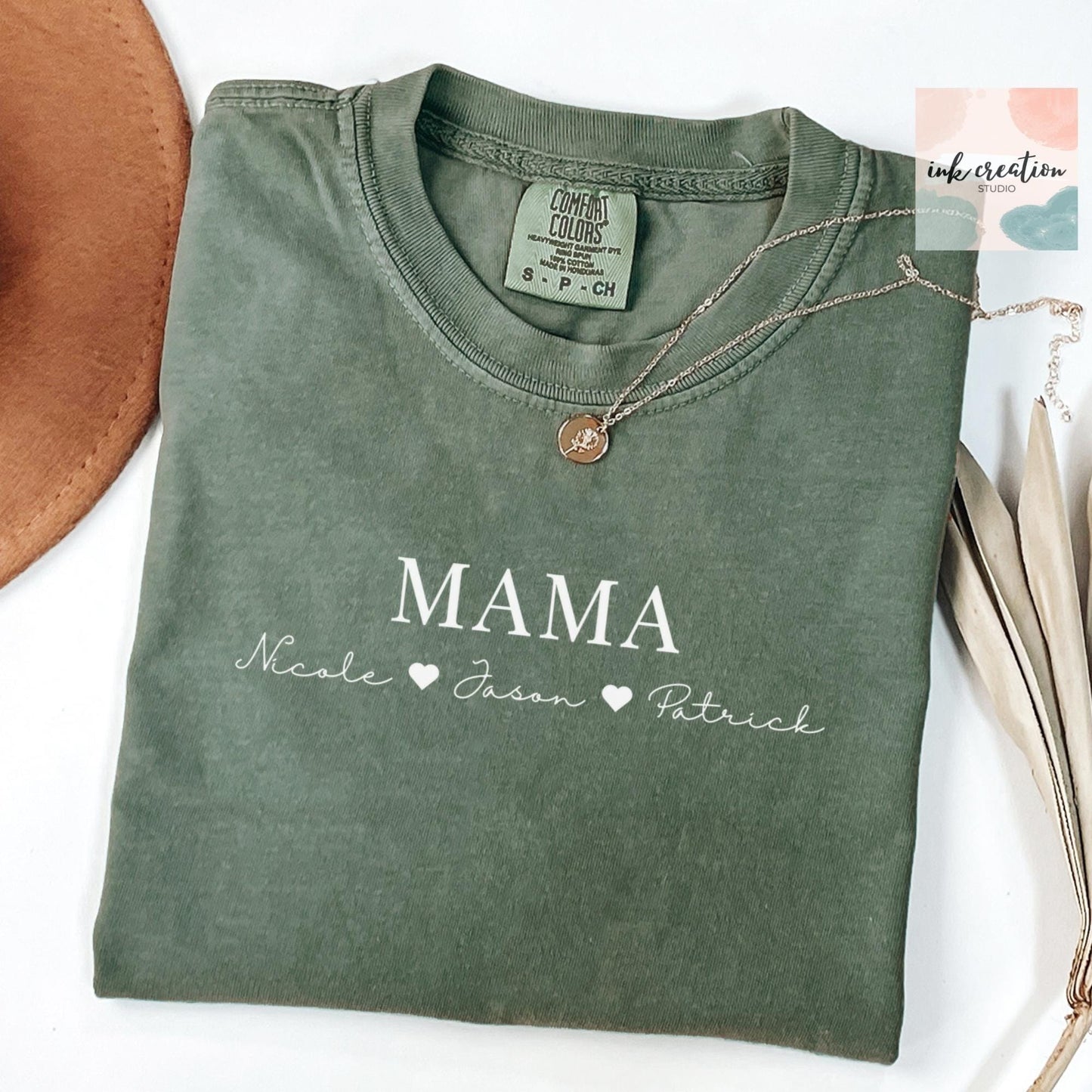 Custom Mama Shirt with Kids Names Comfort Colors