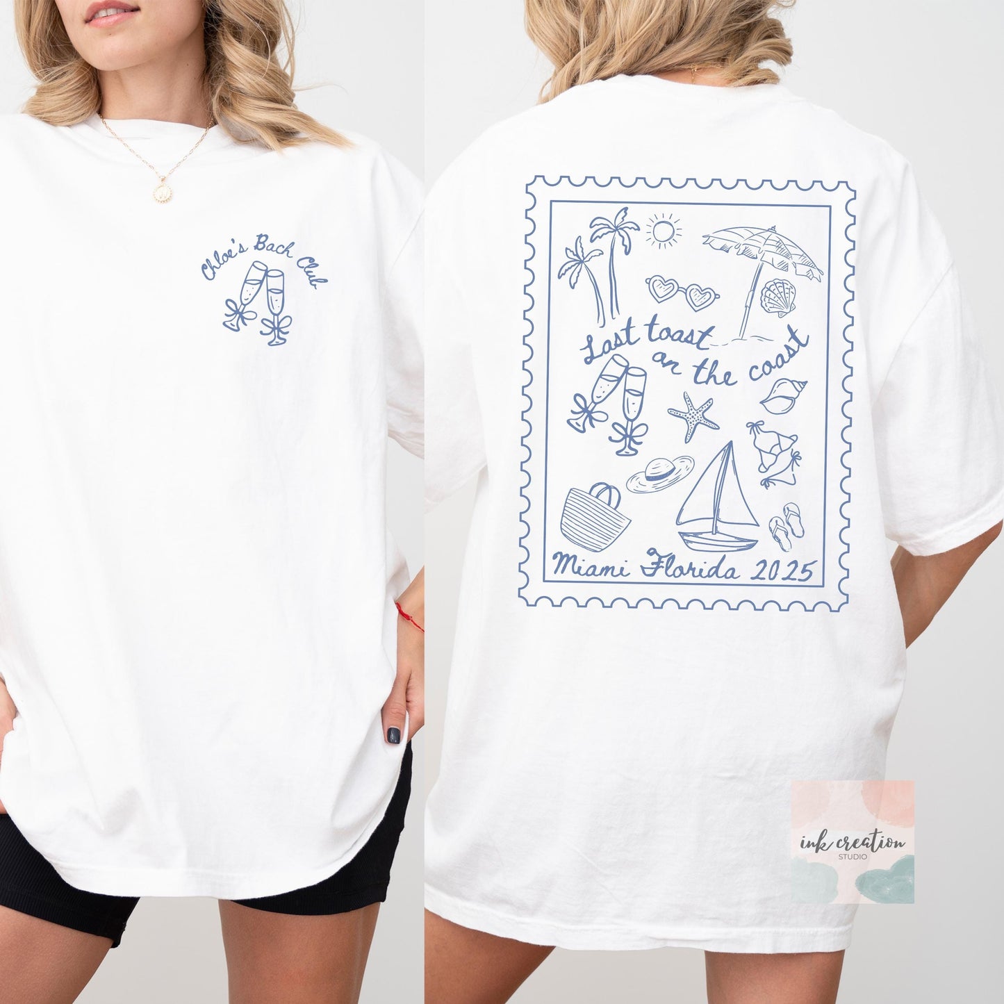 Last Toast on the Coast Bachelorette Shirt | Personalized Bride & Bridesmaid Beach Trip Tee, Comfort Colors