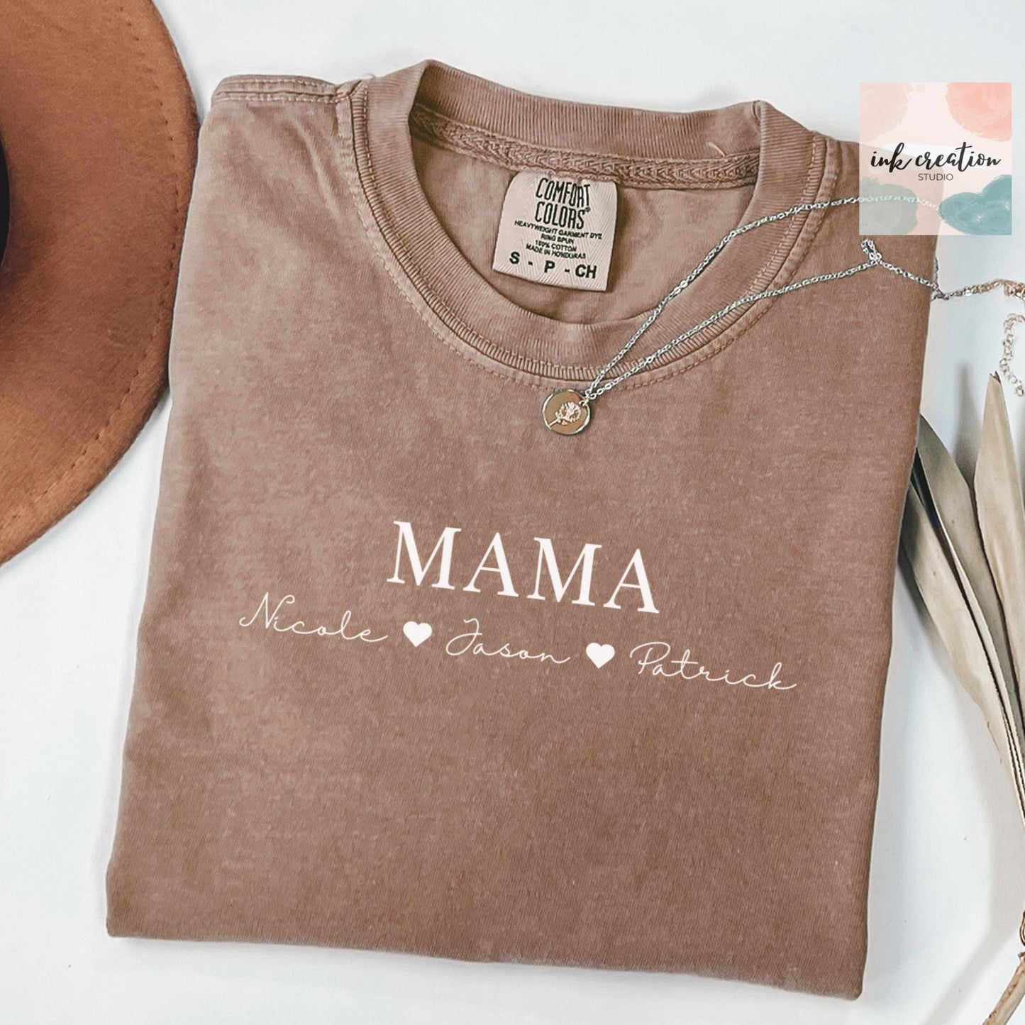 Custom Mama Shirt with Kids Names Comfort Colors