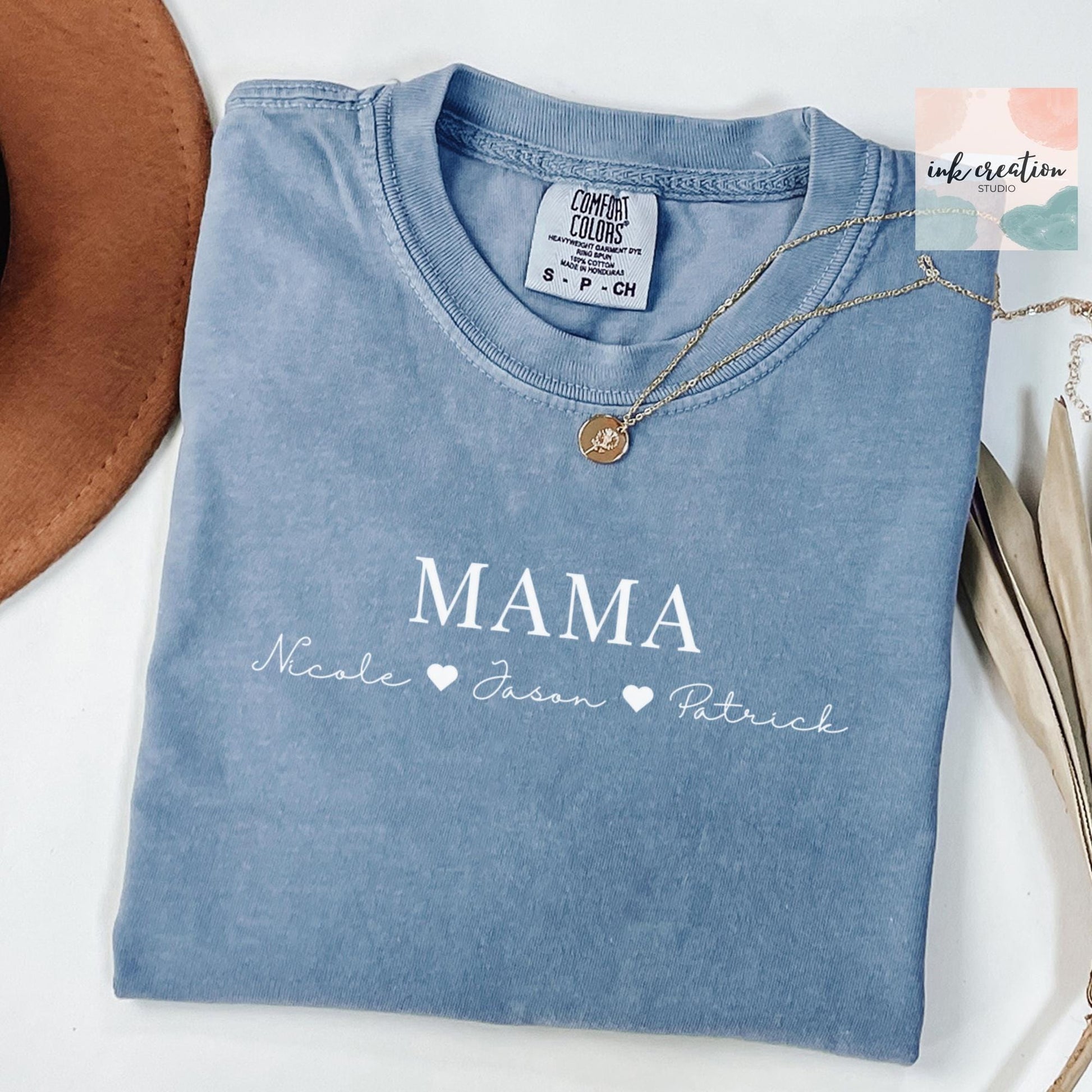 Custom Mama Shirt with Kids Names Comfort Colors